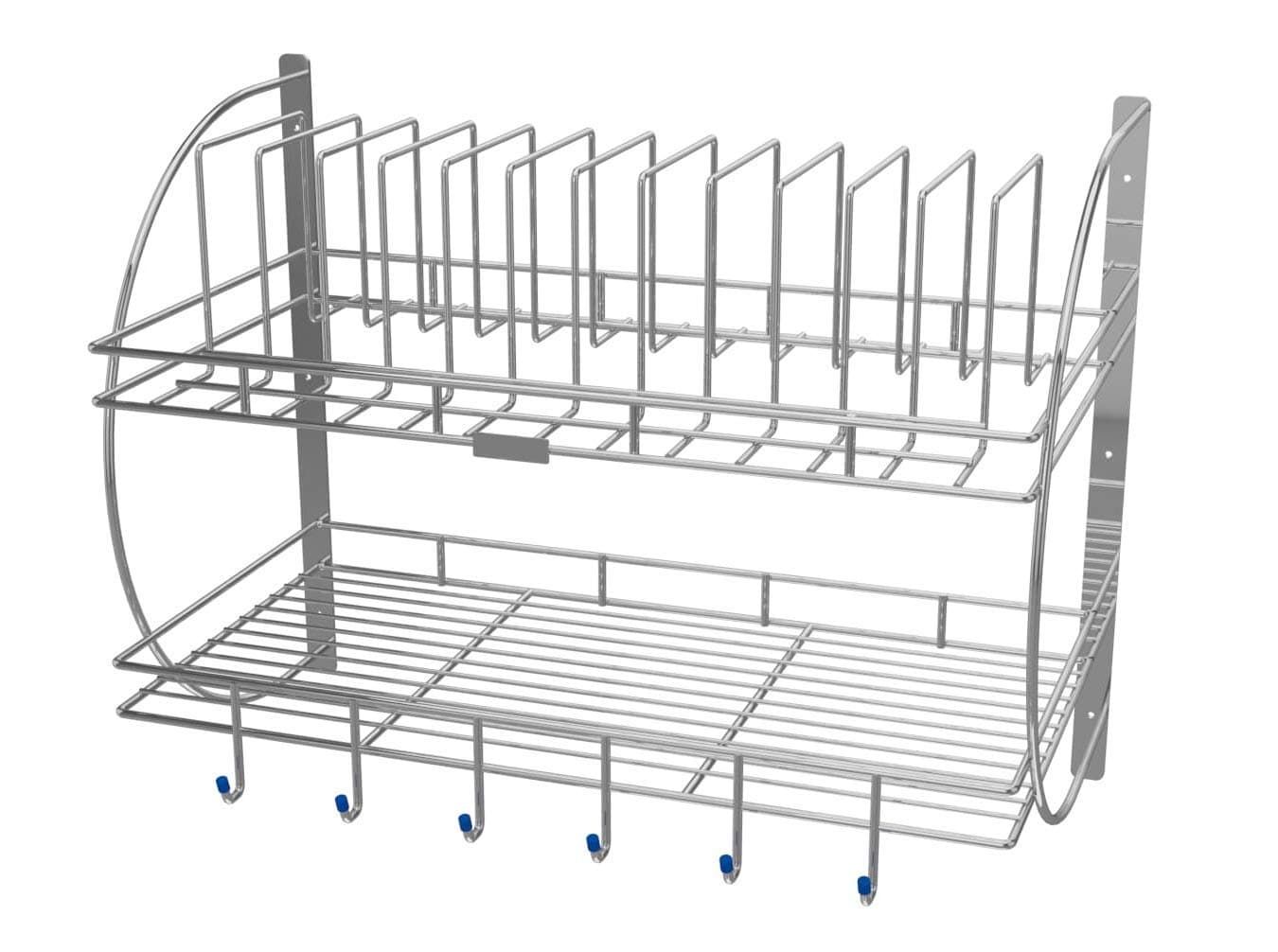Skyzone 2 Tier Kitchen Dish Rack Plate Cutlery Stand/Kitchen Utensils Storage Rack Wall Mounted Stainless Steel Wall Mounted,Multipurpose Kitchen Dish Drainer Rack