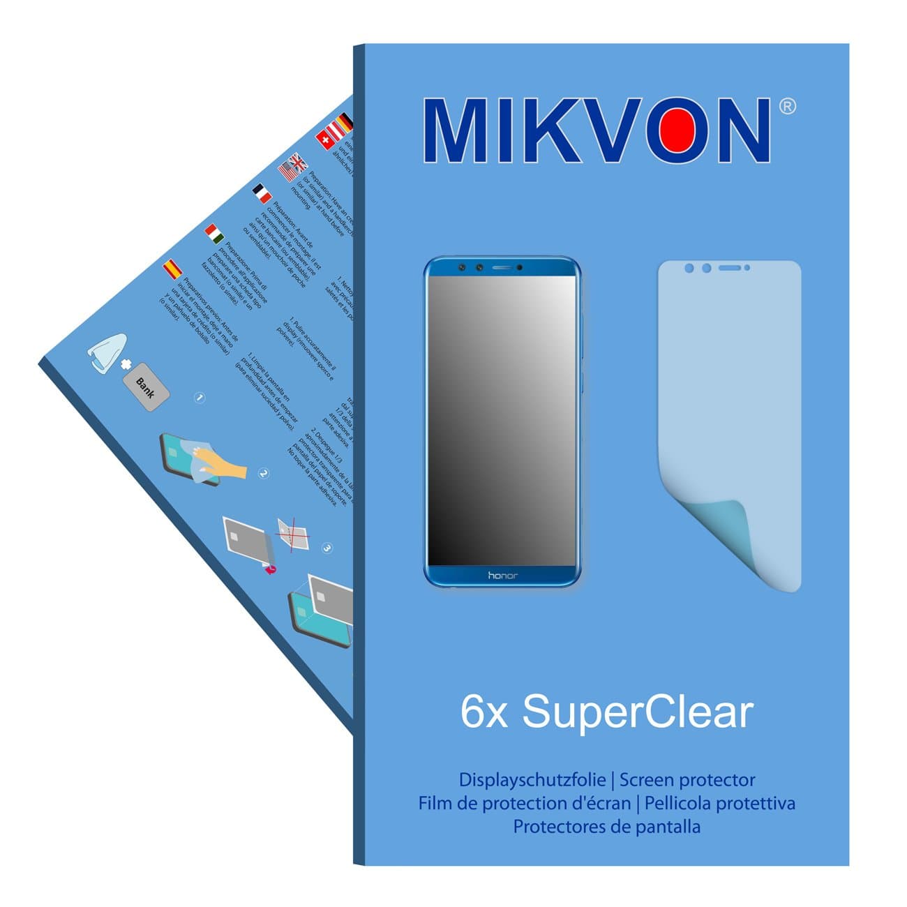Mikvon 6x films screen protector SuperClear for Honor 9 Lite - transparent - Made in Germany (reduced foil)