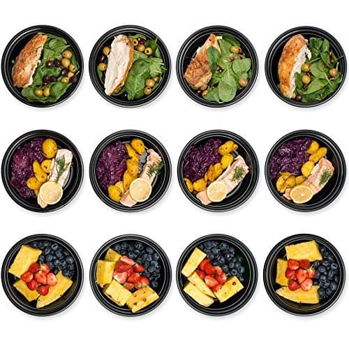 JMD StarPacks 12 Pack - 32oz ( 1000 ml ) BPA FREE - Single Compartment Meal Prep Containers, Lunch and Storage, for Adult and Kids - Color - Black or Your