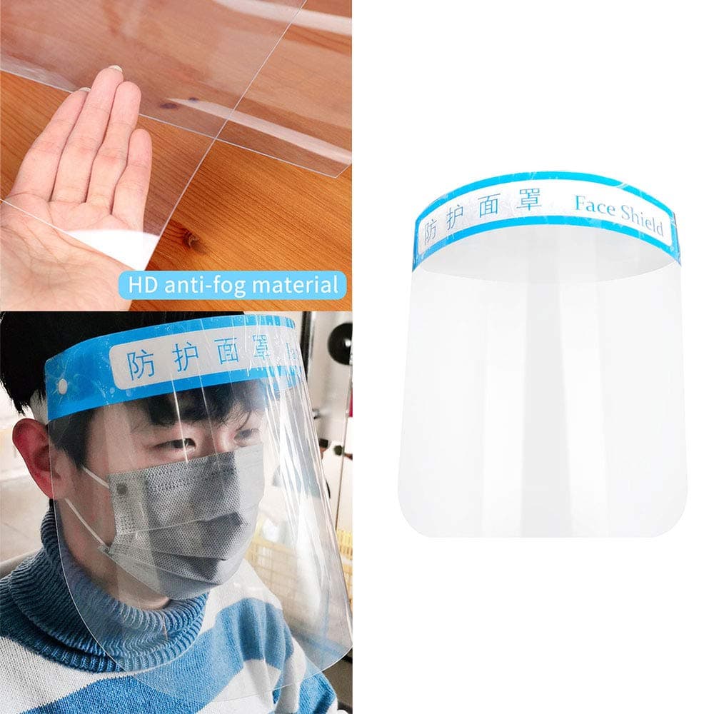 GTWCK Reusable Face Shield,Transparent Full Face Shield Mask Safety Face Shield Mask Visor Mask Head-mounted Splash Mask Full Protection Mask for Pollen, Smoke, Dust and Personal Health