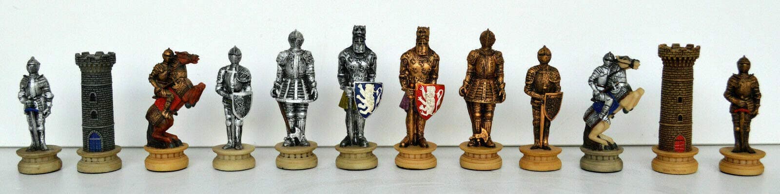 Talos Artifacts Hand Painted Medieval Knights Theme Chess Pieces - Without Chess Board