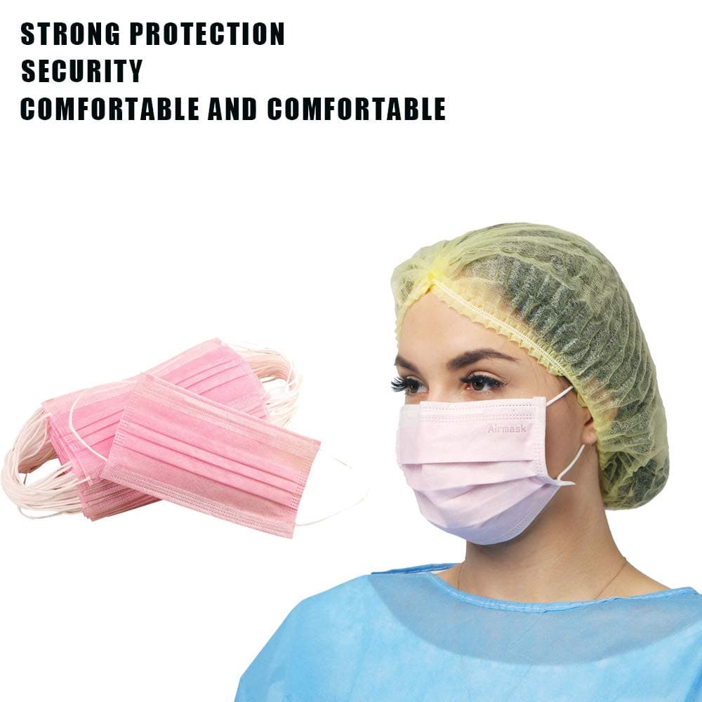 50 PCS Disposable Face Masks with Elastic Earloop, 3-Ply Breathable and Comfortable Mouth Cover for Air Elements, Dust Protection (Pink)
