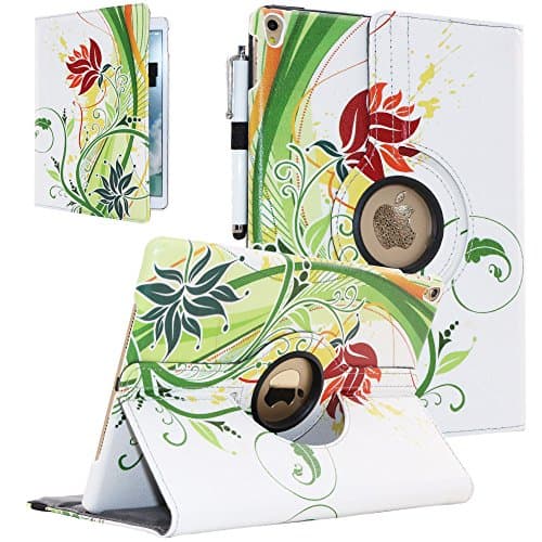 iPad Pro 10.5" Case – Samgg 360 Degree Rotating Stand Protective Cover with Auto Sleep / Wake Feature for Apple iPad Pro 10.5 Inch 2017 Release (Oriental Flower)