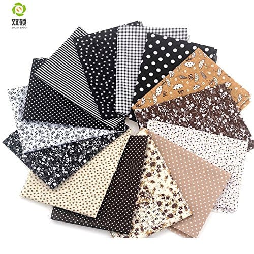 UltraZhyyne (TM) Black &amp; Coffee Charm Pack Patchwork Cotton Fabric Telas Quarter Bundle Tilda Quilting Scrap Booking Cloth 20x25CM 14 pcs lot