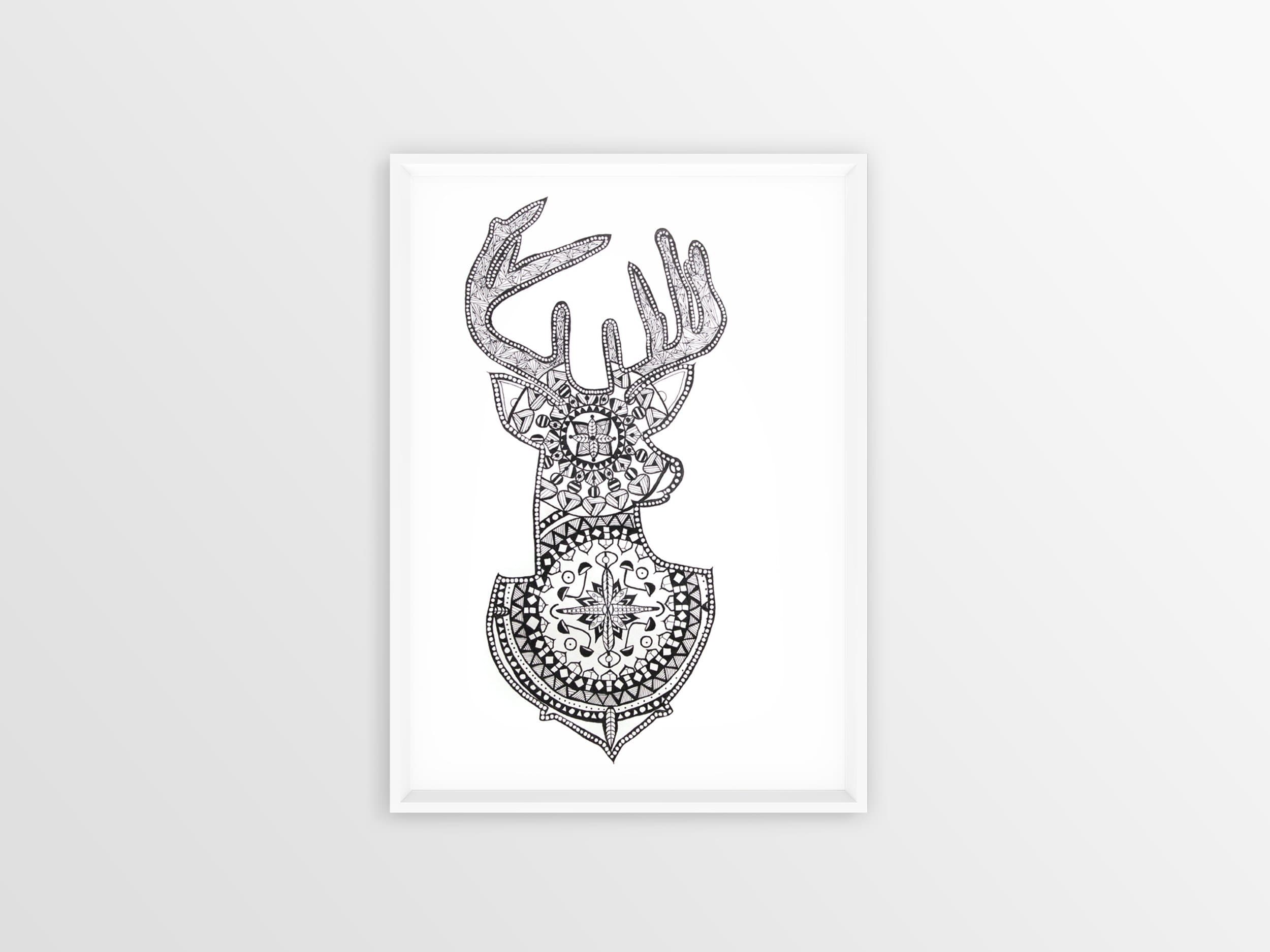 Deer head mandala Fine art print