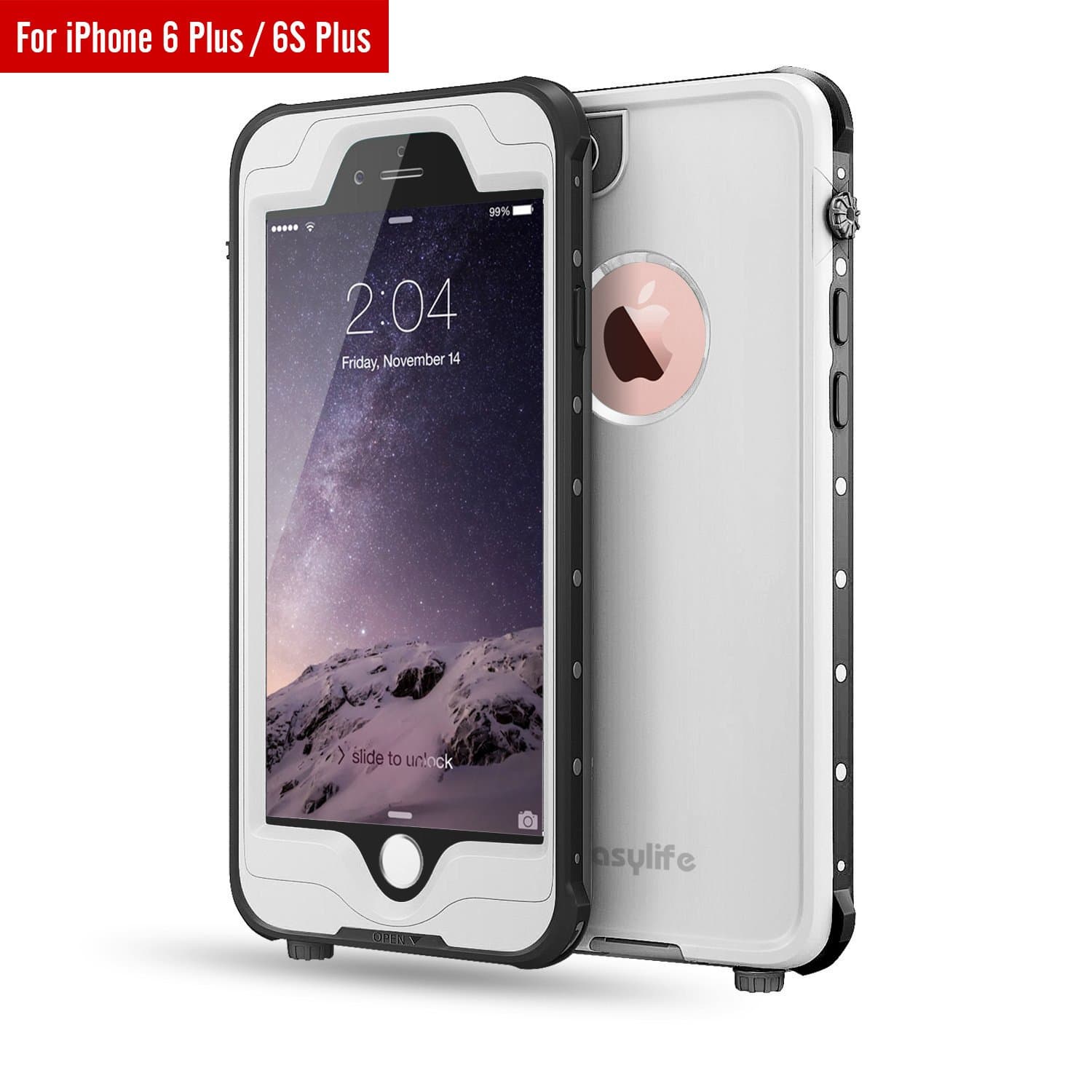 iPhone 6s Plus Waterproof Case , Easylife IP68 Certified Snow-proof Shock-proof Cover Fully Sealed Fit iPhone 6 Plus (5.5 Inch,White)