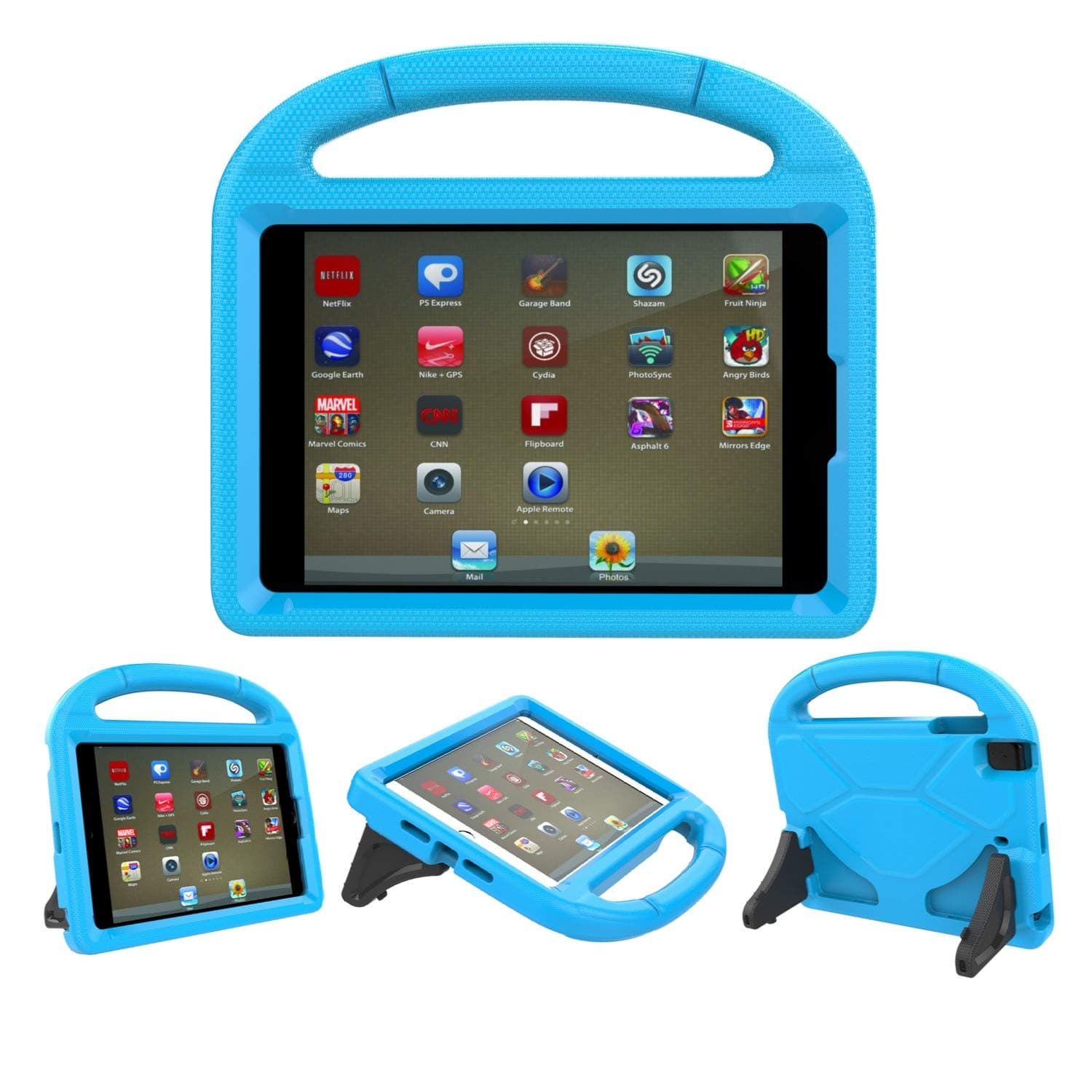 iPad 9.7 Case, iPad 9.7 Covers for Kids - ThreeJ Light Weight Portable Shockproof Super Protection Handle Stand Cover for iPad 9.7 2018/2017 (iPad 9.7-inch, Blue)