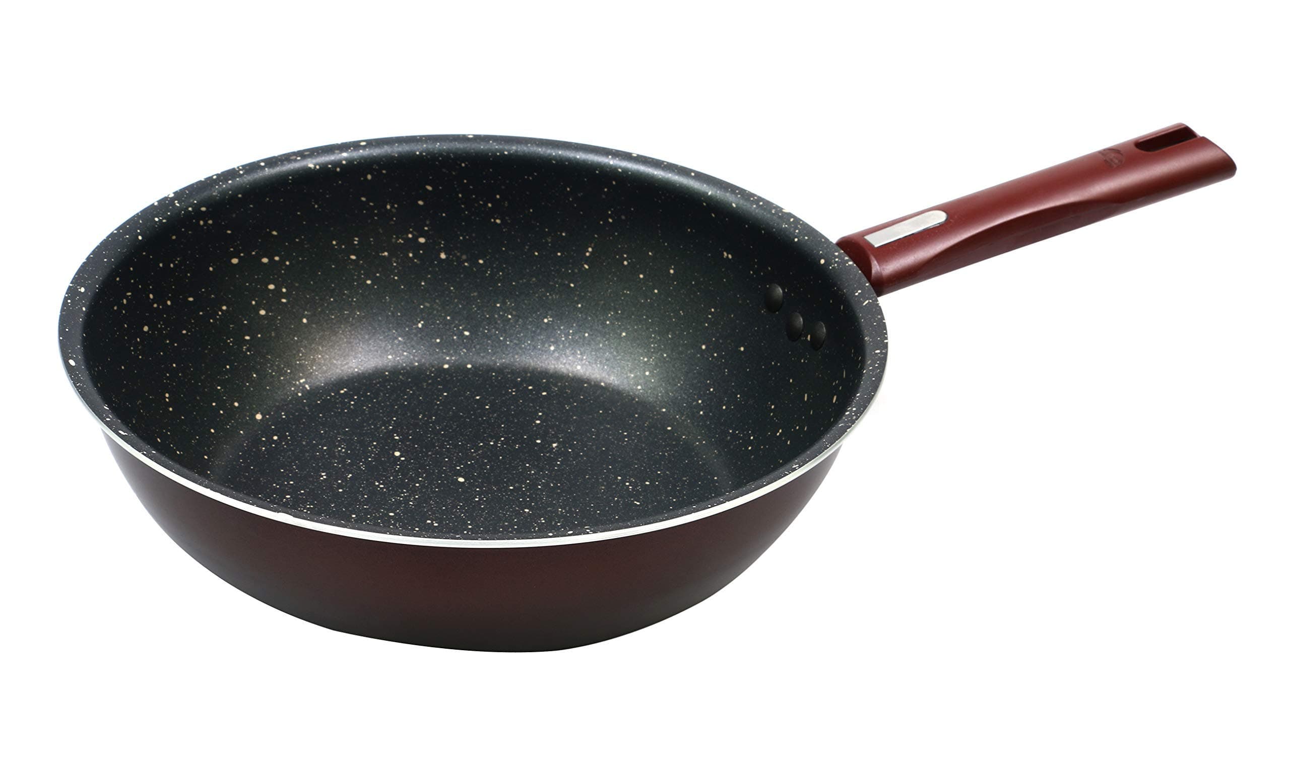 Nirlep Bajaj Electricals Selec+ J Class Aluminium 2.8 L 24 Cm Non Stick Induction Wok, 2.6 mm - Maroon