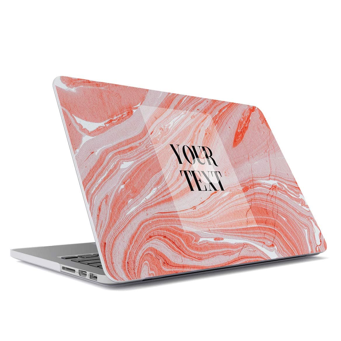 Personalized Slim Plastic Hard Case Cover Compatible With, Macbook Air 13 Inch Model: A1466, A1369 Custom Quote Surname Name Number Letter Text Customized Pink Peachy Marble Stone Customizable