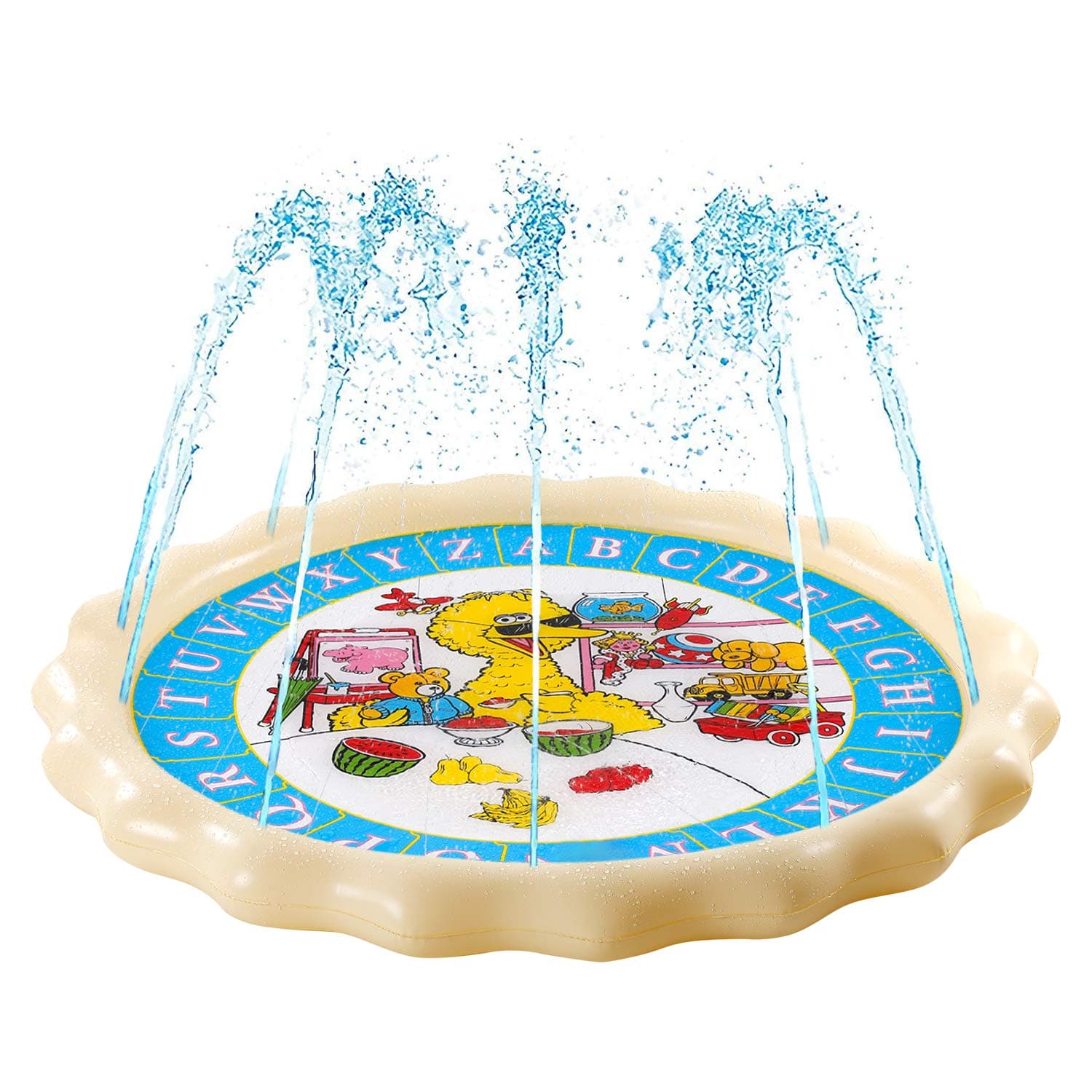 Supkiir Sprinkler Pad for Kids, Splash Play Mat for Learning, Inflatable Water Toys for Boys and Girls-“from A to Z” Outdoor Swimming Party Sprinkler Pool for Toddlers and Children