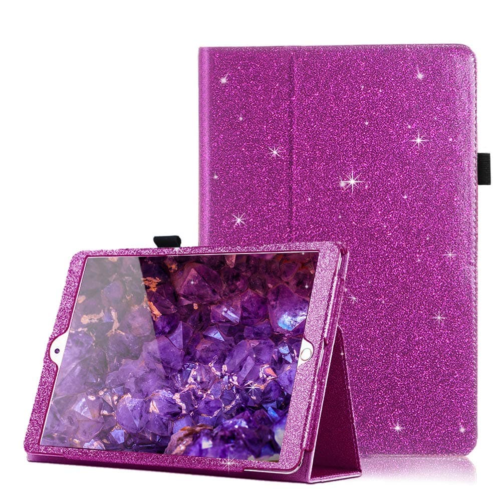 CASZONE Glitter Case for iPad 10.2 8th Generation 2020 / iPad 7th Gen 2019- Sparkle Shiny PU Leather Folio Stand Smart Protective Cover with Auto Sleep/Wake, Pencil Holder for Girls Women, Rose Purple