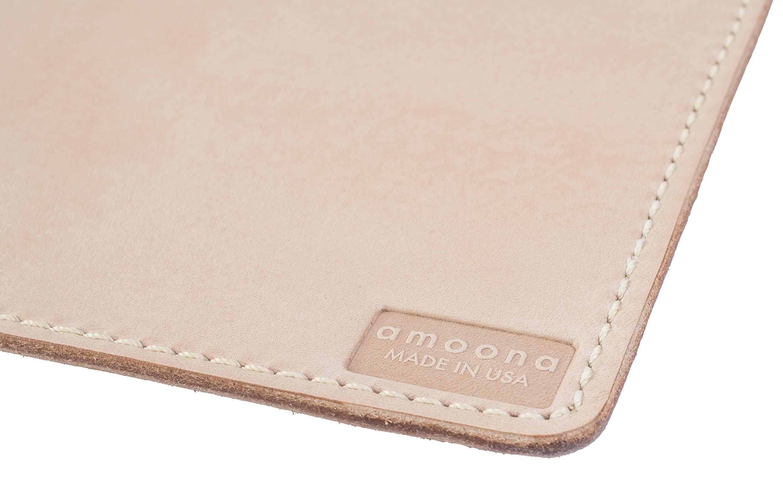 Matty (9x8 in.) Natural Vegetable Tan Rustic Full Grain Leather Desk Mouse Pad Writing Mat. Handcrafted in USA. Family Owned & Operated.