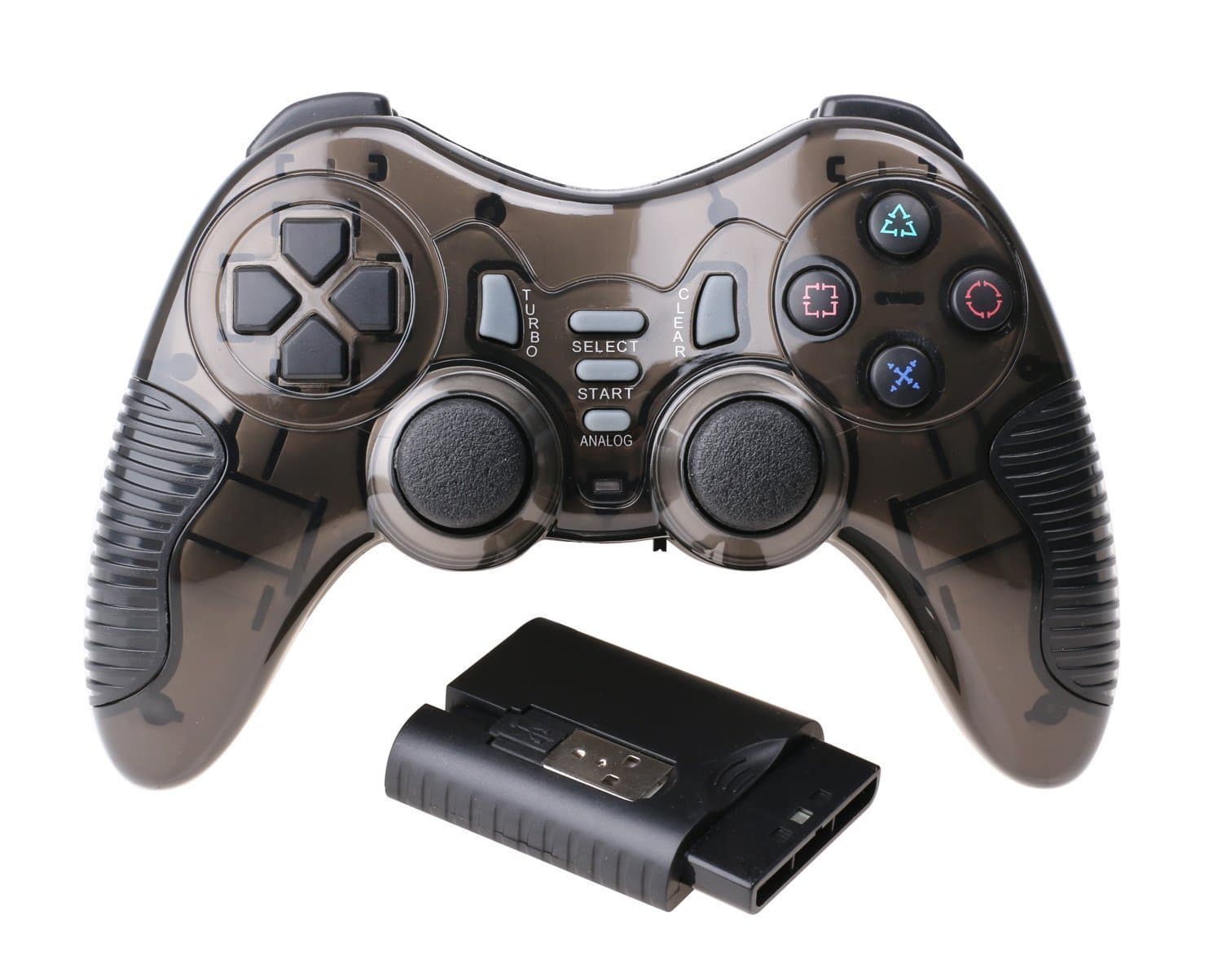 eErlik 6 in 1 2.4G Dual Vibration Wireless Controller with LED Indicators for PS2 PS3 PC Android TV.