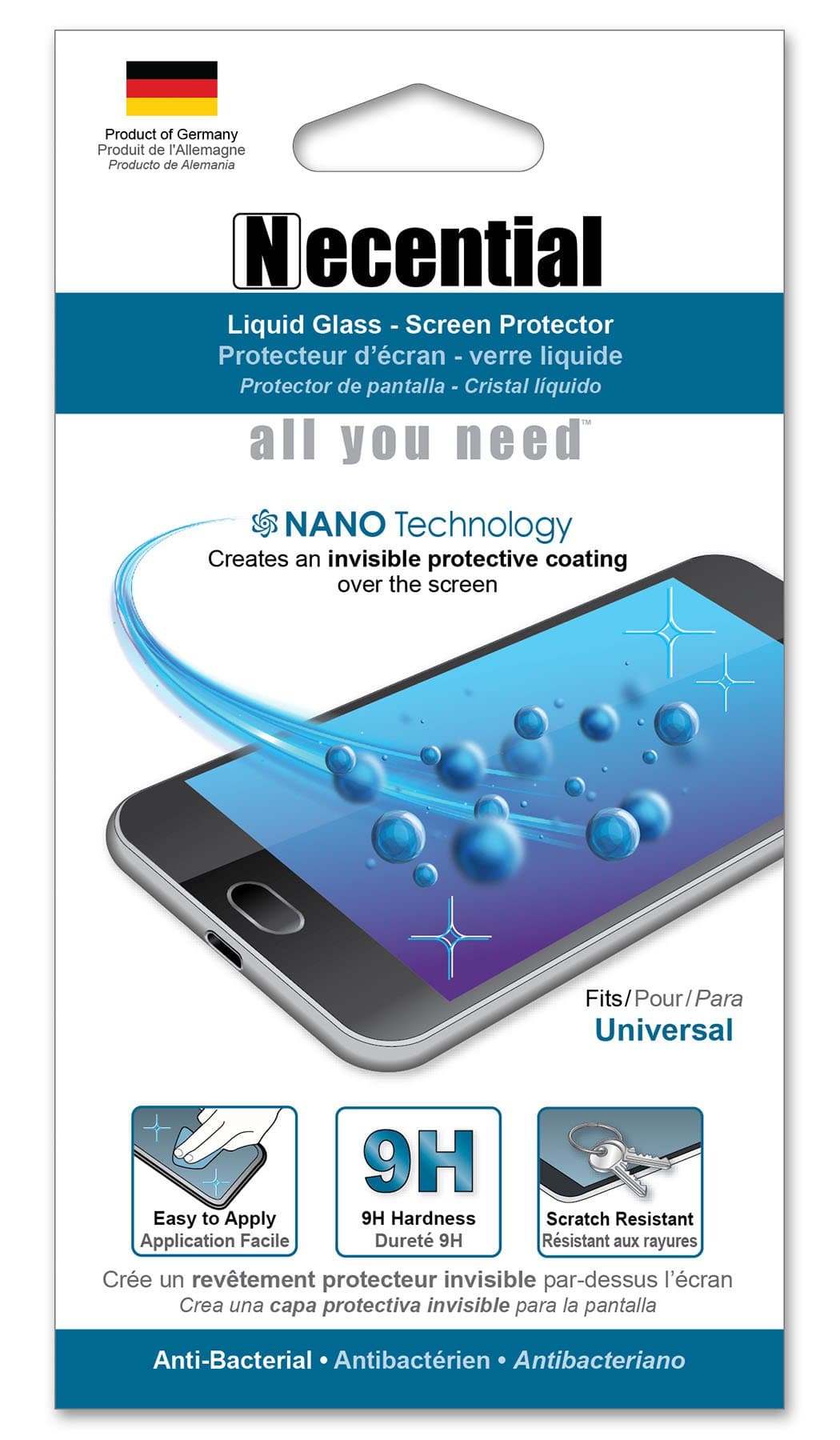 Liquid Glass Screen Protector -Invisible Protective Coating 9H Hardness Water Repellent, 99.9% Bacteria Repellent, and Scratch Resistant!