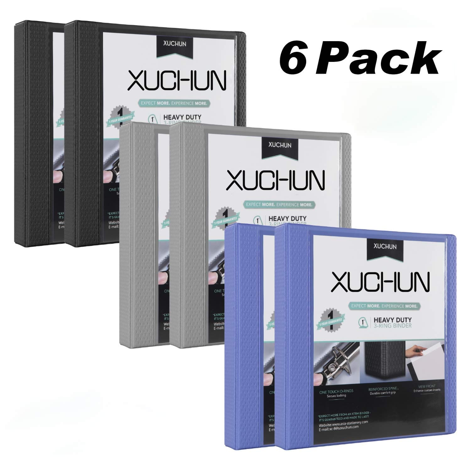 1 inch Heavy Duty D Ring Binder,One Touch Slant Ring,Customized View Binders,Pack of 6