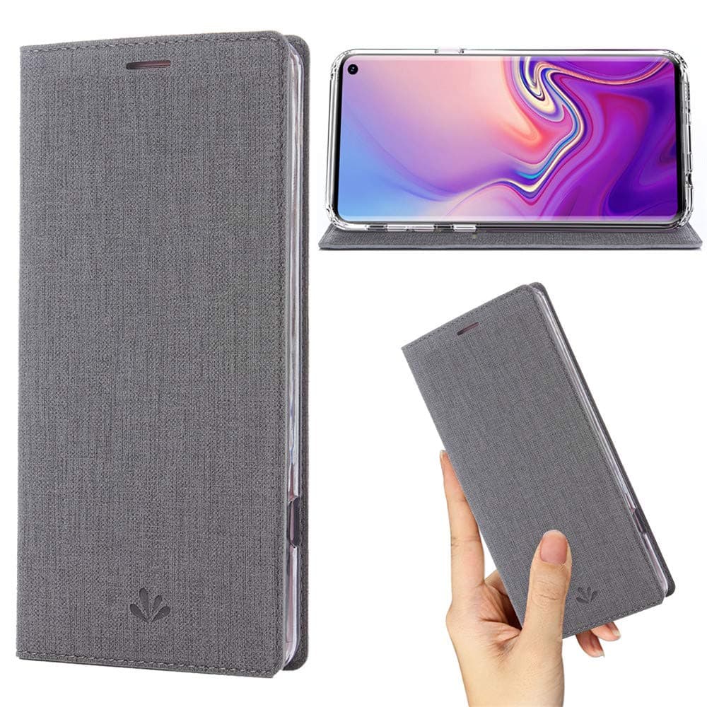 weier Flip Case for Samsung Galaxy S10,Premium Thin Case Wallet with Card Holder Stand Design Clear TPU Bumper Full Body Protective Leather phone Cover for Samsung Galaxy S10(S10, ZGray)
