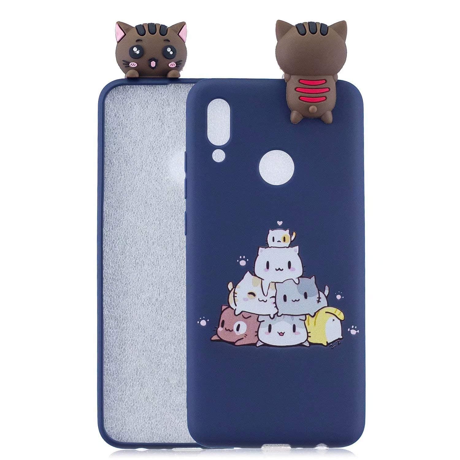 Honor 10 Lite/P Smart 2019 Case, Anya 3D Cute Cartoon Kawaii Animal Series Soft Silicone Gel Back Cover TPU Case for Huawei Honor 10 Lite - Stacked Cat