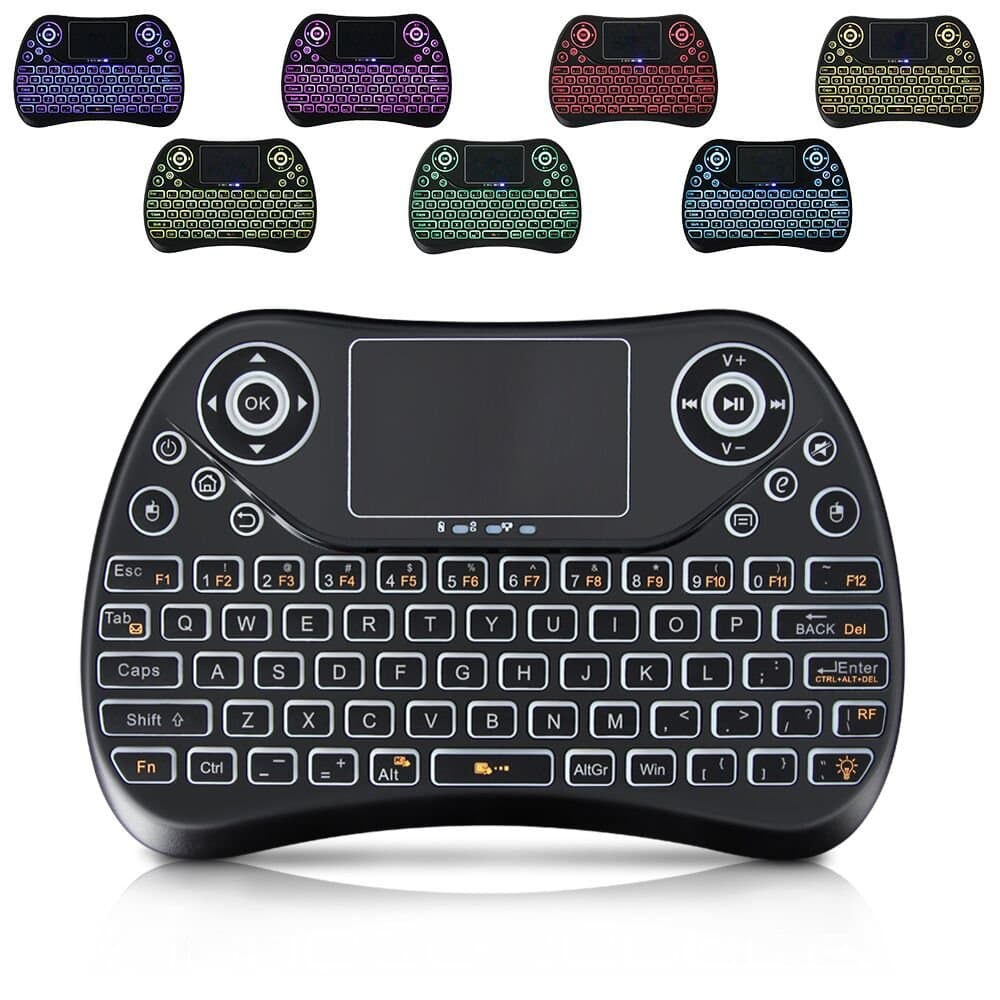 Wireless Keyboard with Backlight,Mini Remote Keyboard with LED Backlit 2.4GHz Portable Rechargable Keyboard with Touchpad Mouse for Android TV Box,PC,PAD,Xbox (TT2-1)