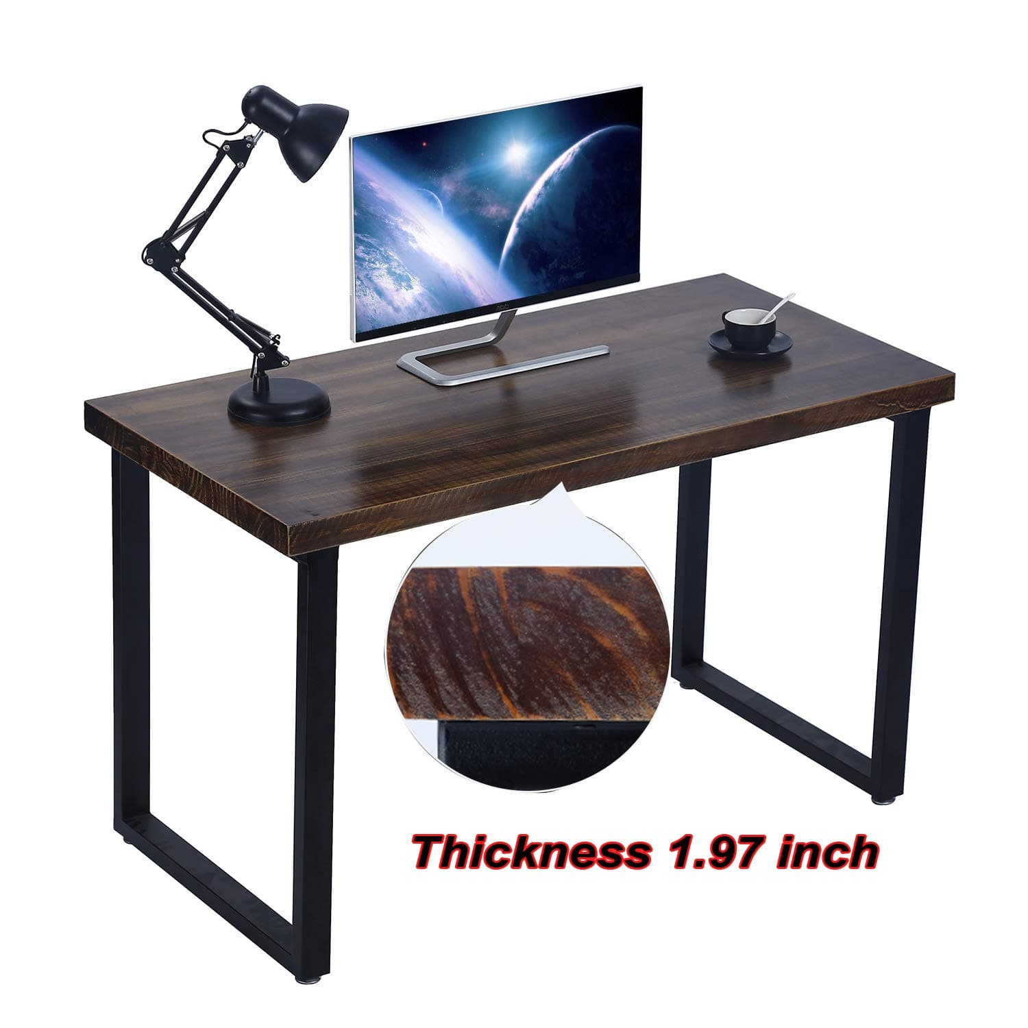 Environmentally Solid Wood Office Desk Industrial 47" Large Size Office Workstations Computer Writing Tables Furniture High Grade Retro Home Office Collection Furniture,Easy to Assemble