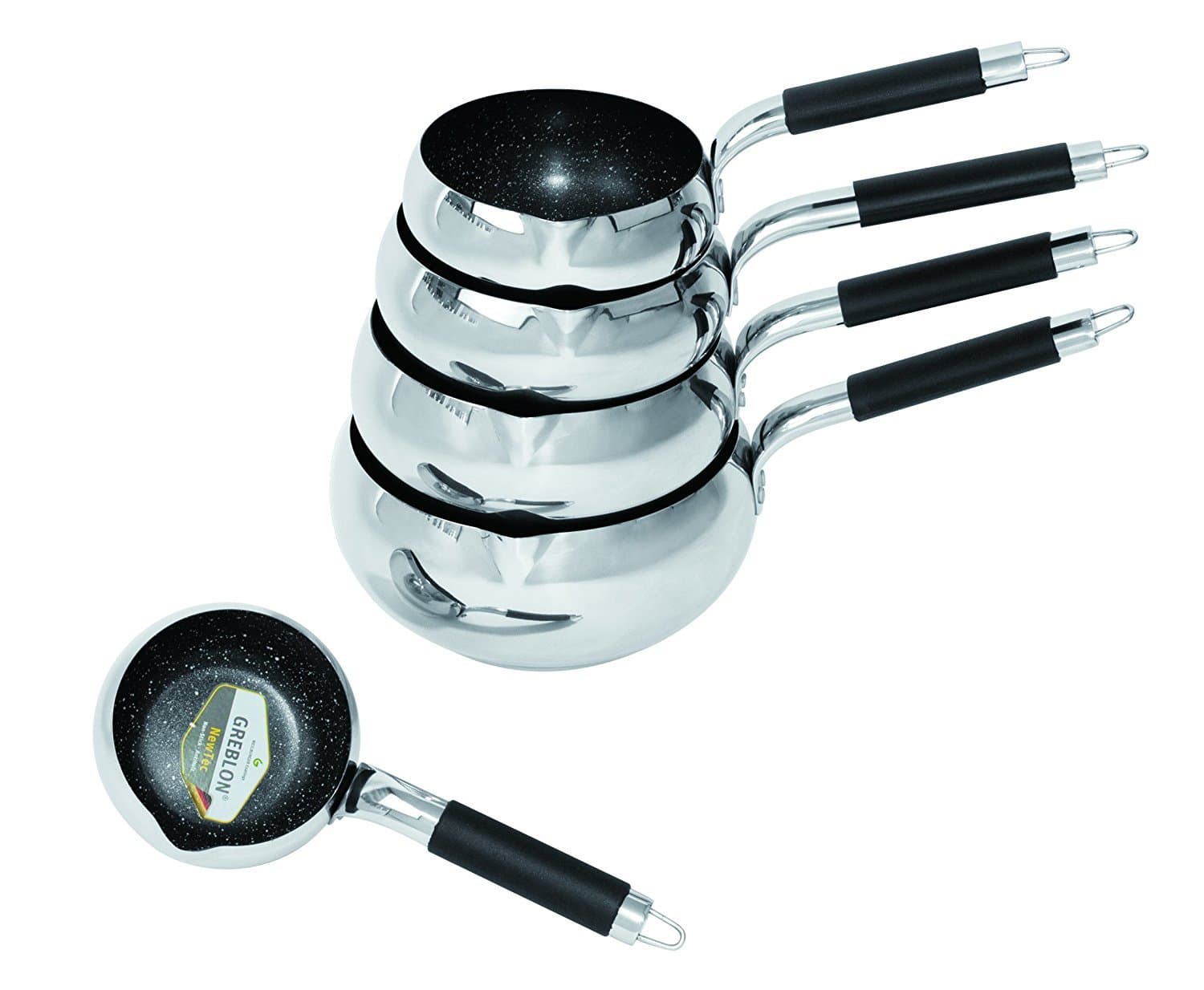 Non-Stick Stone Cookware Set 5 Pieces Black Handle