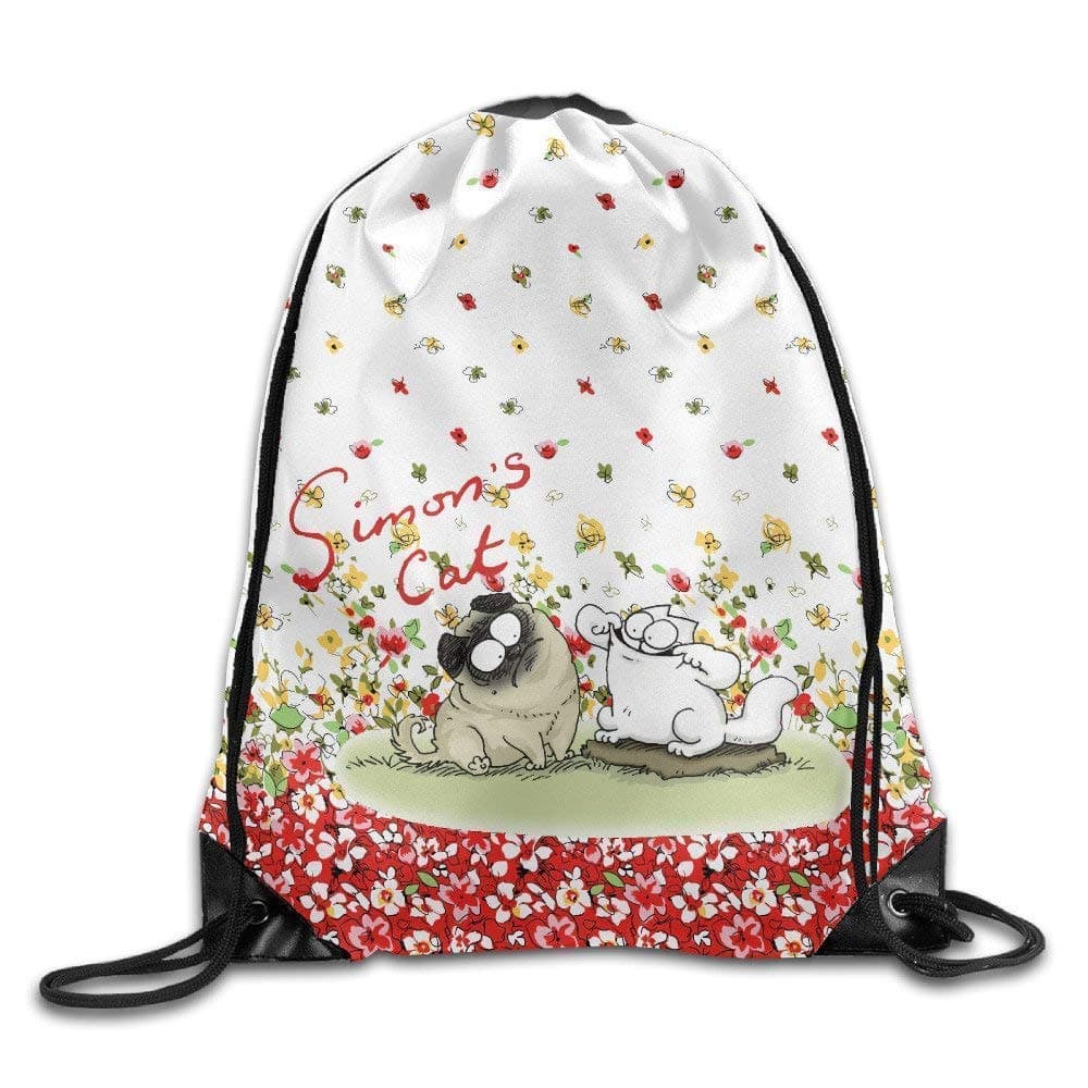 OQUYCZ Creative Design Hedgehog and Simon's Cat Drawstring Backpack Sport Bag for Men and Women