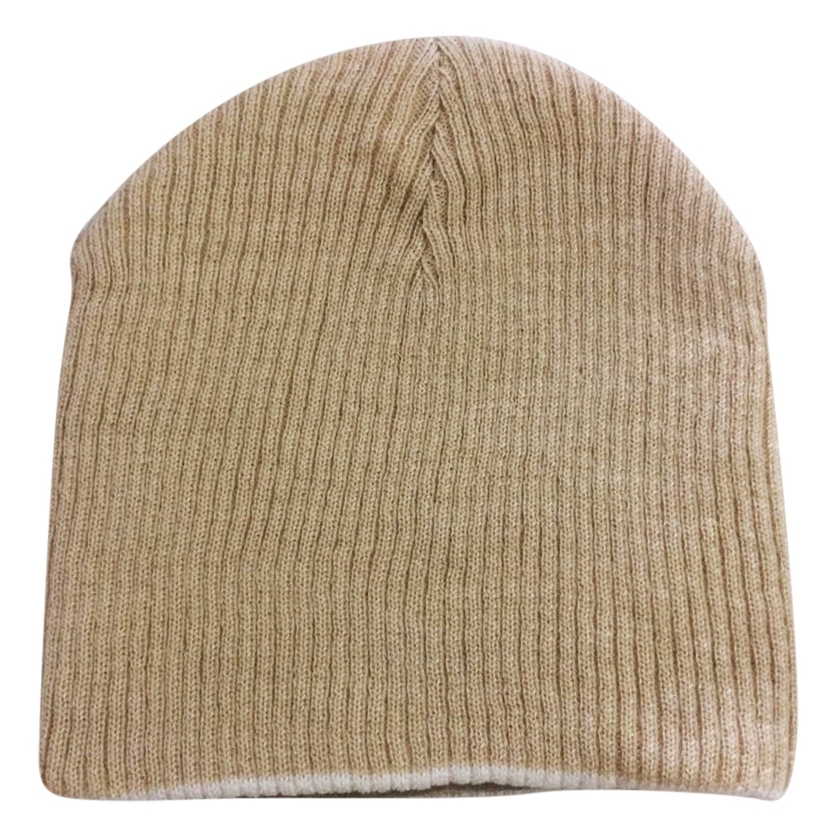 Graceway Women's Reversible Wool Beanie Cap Acro Wool Soft Self Design (Beige & Off White)