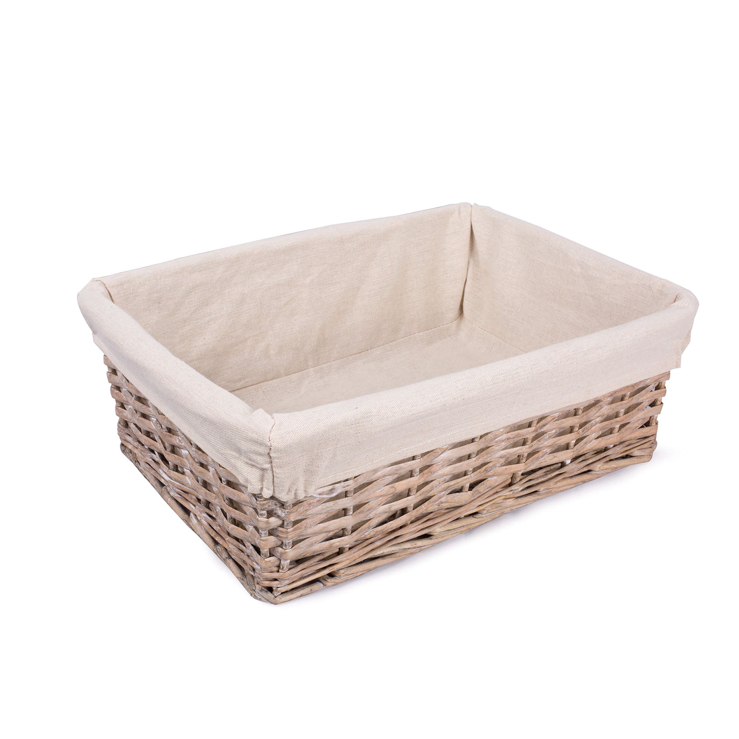 BASIC HOUSE Grey Wash Storage Wicker Collection Display Gift Hamper Basket (Small)