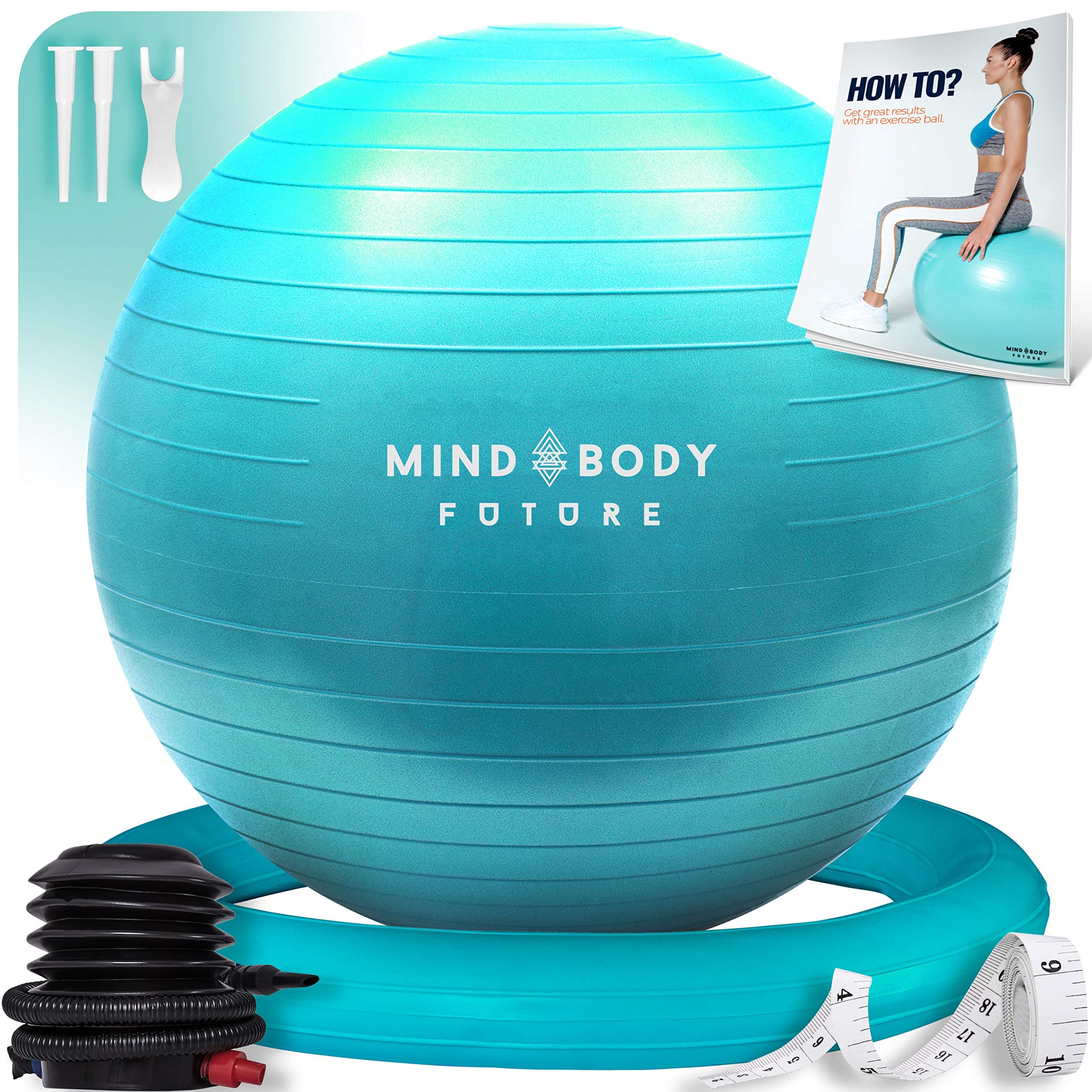 Mind Body Future Exercise Ball & Stability Ring. Anti-Slip & Anti-Burst For Safety. Ideal for Yoga, Pilates or Birthing Therapy