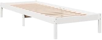vidaXL Extra Long Bed Frame - White Solid Pine Wood 90x220 cm - Single Bed Frame with Sturdy Legs and Slats for Optimal Support - Ideal for Bedroom