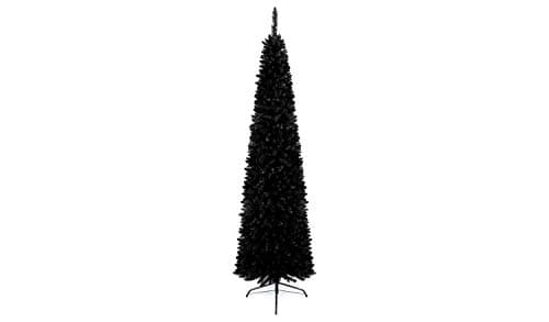 6Ft/1.8m Slim Christmas Tree Artificial Black Pencil Tree 430 Pointed Tips, Metal Stand, Holiday Home Decorations