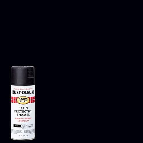 Rust-Oleum 7777830 Satin Black Stops Rust Spray Paint, Enamel, 12 fl. oz. Aerosol Can (Pack of 6)