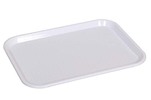 Durable Multi-Use Plastic Serving Trays 18" Rectangular Plastic Trays for Kitchen (Pack of 2, Black-White)