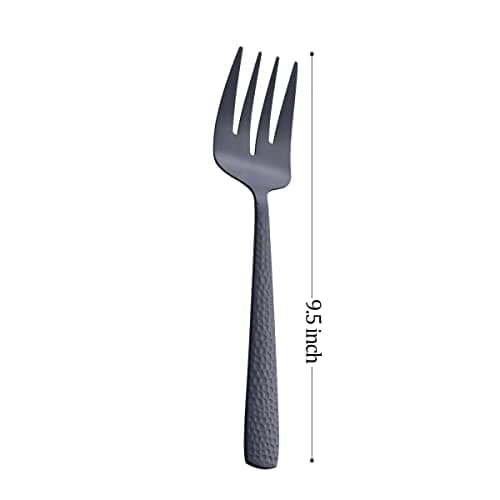 FULLYWARE Matte Black Serving Fork, 9.5-inch Stainless Steel Large Serving Fork, Heavy Duty, Satin Finish, Set of 3