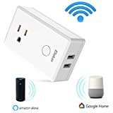 WiFi Smart Plug Alexa Echo Accessories, Outlet with USB Charging Elekin Wireless Control Smart Wall Plug, AC Outlet Work with Alexa & Google Home, Voice Control Timing function for iOS/Android
