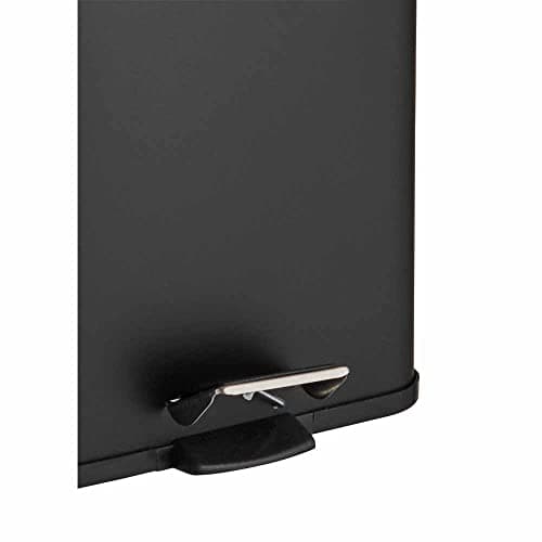 wilko Black Square Soft Close Bin - 30L Capacity - Black Colour - Empty Inner Bin - Fitted With Foot Pedal & Handle - Soft-Closing Mechanism - Kitchen, Utility, Bathroom Rubbish