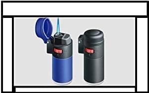 Black Or Blue Rubber Windproof Jet Lighter With Flame Lock, See-Through, Modern Style, Blue Color