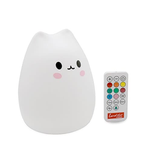 MOKOQI Timer Soft Silicone Night Light Rechargeable+Remote Control Nursery Colored Christmas Night Lamp Gifts for Baby Children Girls Bedroom Table Light BPA-Free(Remote Control Soft Cat)…