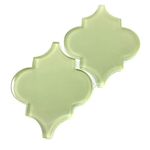 Giorbello Glass Arabesque Tile in Light Olive - Sample