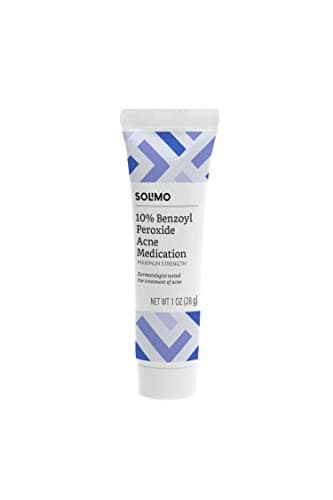 Amazon Brand - Solimo 10% Benzoyl Peroxide Acne Medication, Maximum Strength, Dermatologist Tested, 1 Fluid Ounce (Pack of 4)