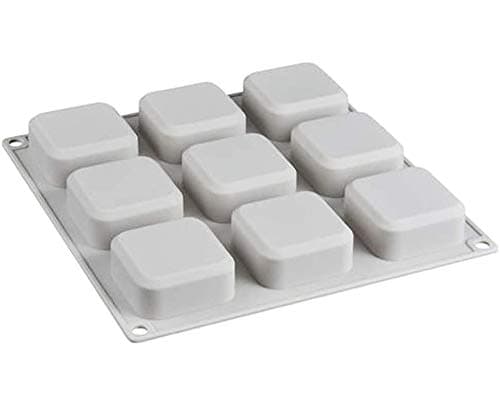 9-Cavity Square Soap Mold Silicone Cake Mould, Square Chocolate Pudding Pan Jelly Muffin Ice Cube Trays Food Grade DIY Homemade Craft
