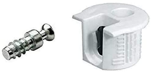 Rafix 20 Panel Connector Set for 3/4" (19mm) Panels. Use for Furniture and Custom Closet Systems. Includes Connector housing and Bolt. No Edge Boring Required. (20 Pack, Nickel)