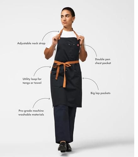 hedley & bennett Essential Apron - Lightweight Cotton Canvas Kitchen Apron with Pockets & Towel Loop - Professional Chef Workwear for Baking & Cooking - Olive