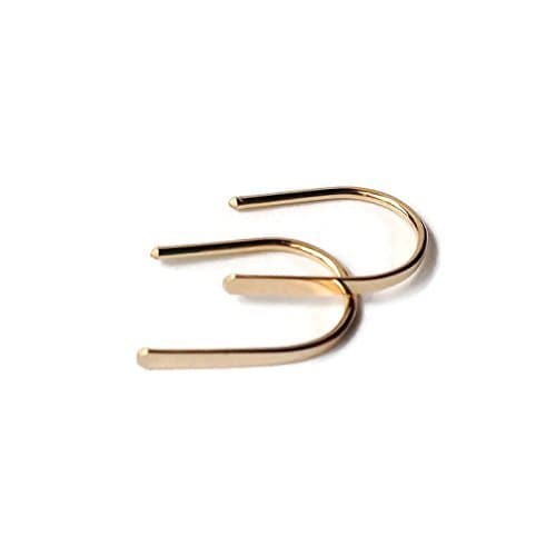 Open Hoop Earrings Minimalist Design 14K Solid Gold,Smooth Hammered