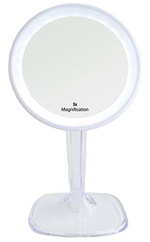 DAPOWA Wireless 24 LED Vanity Mirror - 5X Magnification - Includes Rechargeable Battery and USB Cord
