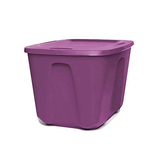 Homz 6618 Plastic Storage Container with Lid, Medium, 18 Gallon, Purple, 8 Sets