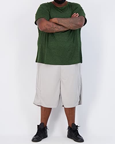 3 Pack: Men s Big and Tall Tech Stretch Short Sleeve Crew Quick Dry Fit T-Shirt Wicking Active Athletic Gym Top Size Clothes Lounge Sleep Running Essentials Basketball Workout Tee- Set 5, 4XLT