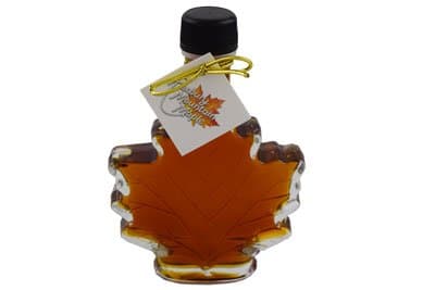 Organic Maple Syrup in Glass Maple Leaf, Roxbury Mountain Maple, 100 Milliliter