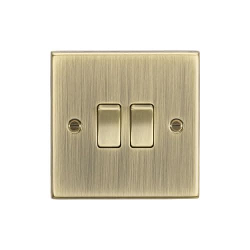 Knightsbridge CS3AB 10AX 2G 2 Way Plate Switch - Square Edge Antique Brass