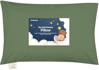 Toddler Pillow with Pillowcase - 13x18 My Little Dreamy Kids Travel Bed Pillows for Sleeping, Organic Cotton Small Pillowcase, Soft & Breathable, Machine Washable, Toddlers 2-5 years old(Jungle Green)