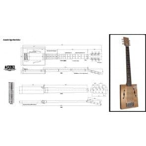 Plan of a 6-string Acoustic Cigar Box Guitar - Full Scale Print